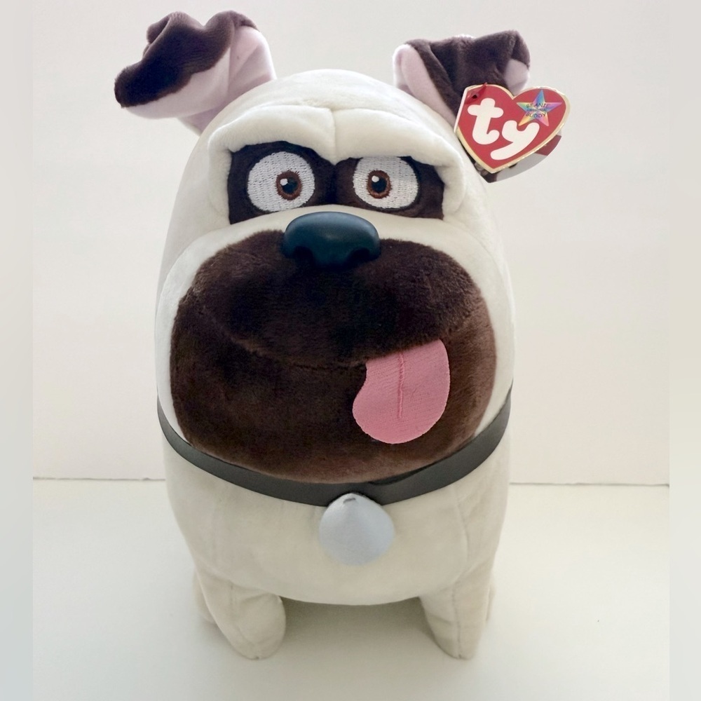 TY Beanie Buddy plush Mel the Pug from The Secret Life of Pets. Cream and Brown